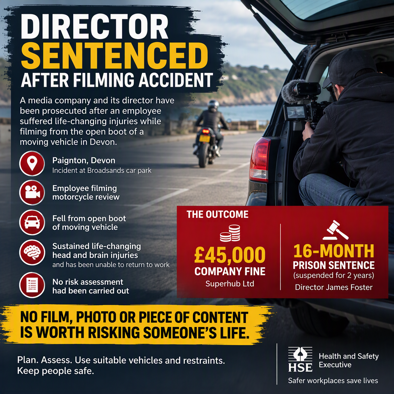 Director sentenced after filming accident