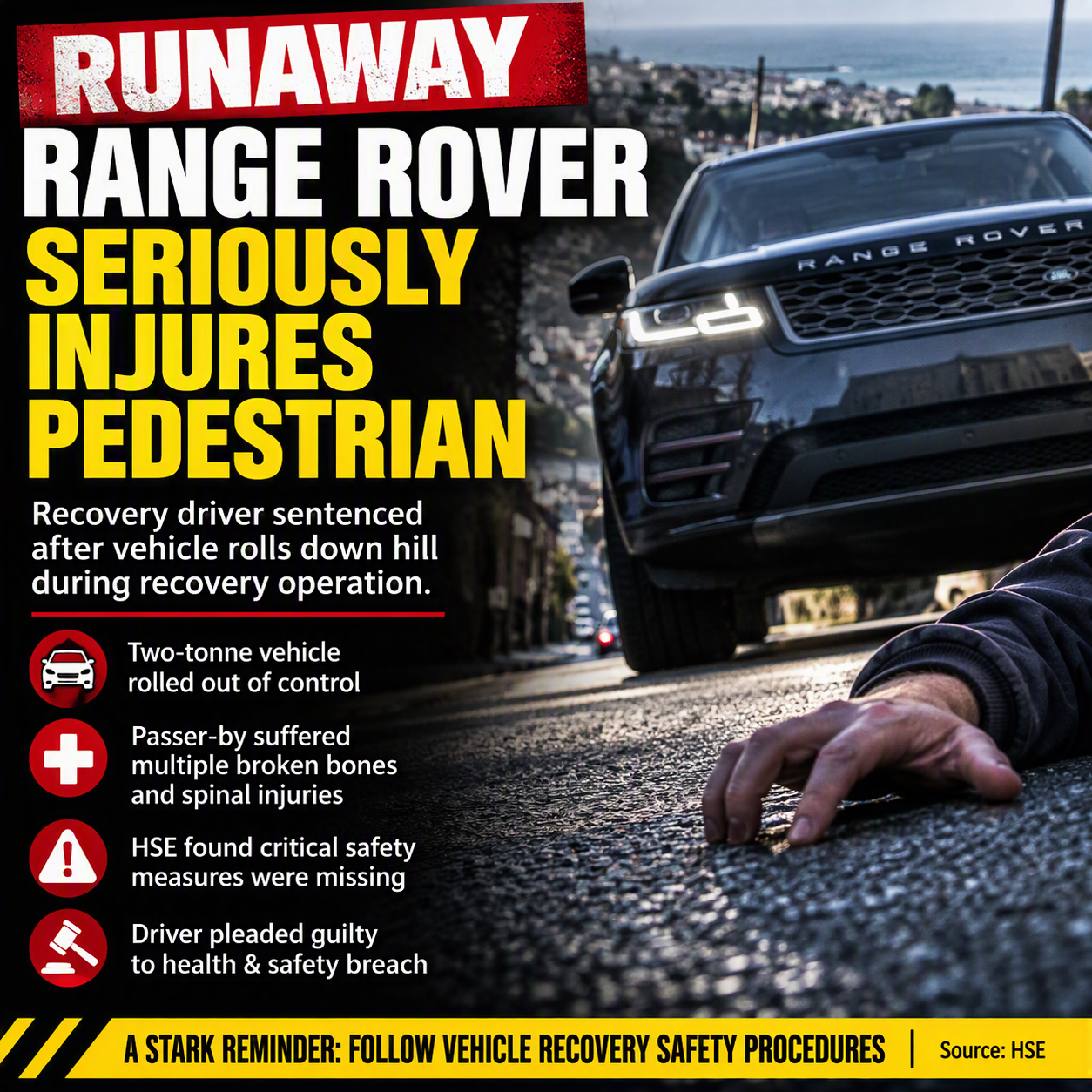 Runaway Range Rover leaves pedestrian with life-changing injuries